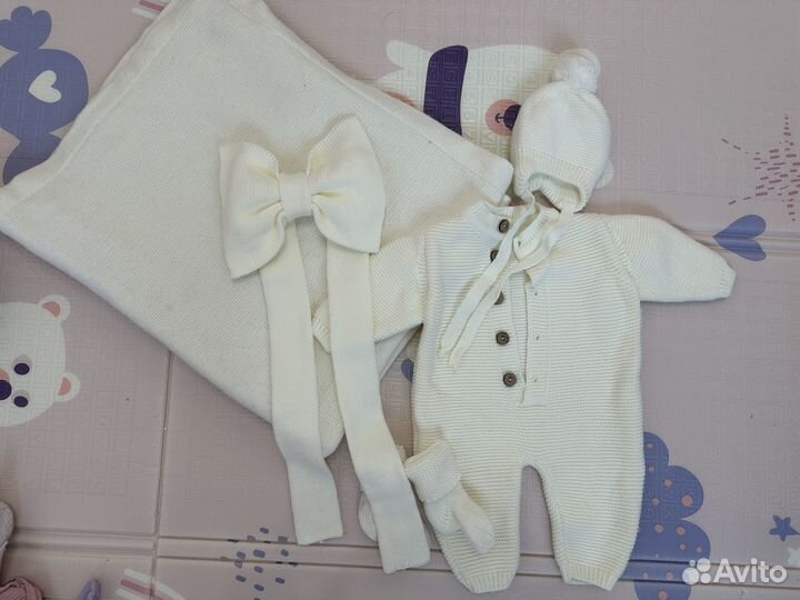 Вязаный комплект на выписку 56-62