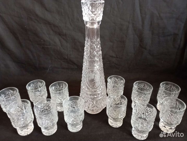 Гранёный графин и 6 стопок СССР антиквариат