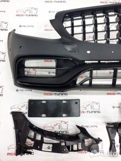 Бампер с решеткой C63 AMG C-Class W205 Рест Black