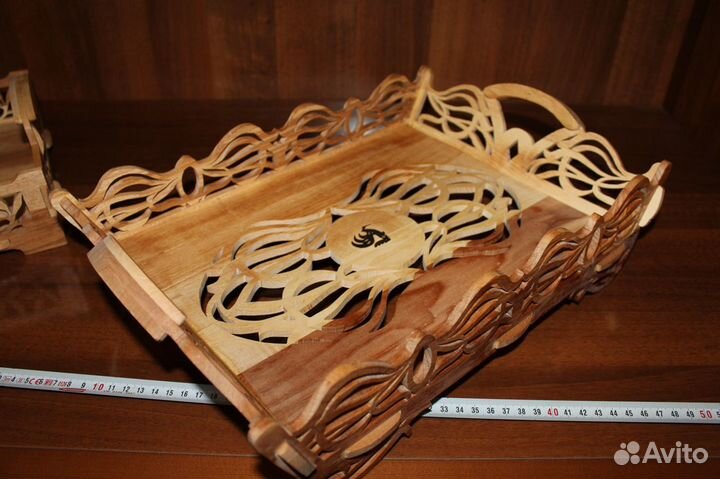 Поднос деревянный резной бук массив ручная работа