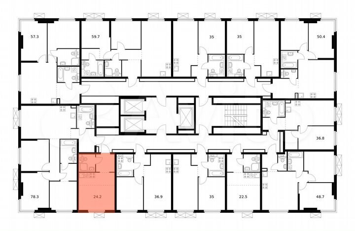 Квартира-студия, 24,2 м², 4/24 эт.