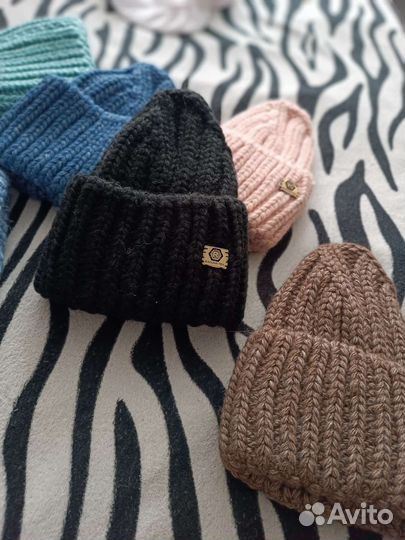 Шапка вязаная/шапка тыковка новая