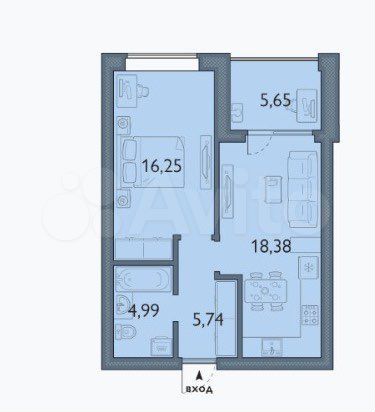 1-к. квартира, 51 м², 1/5 эт.