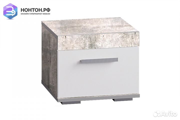 Тумба прикроватная Инстайл бетон / белый