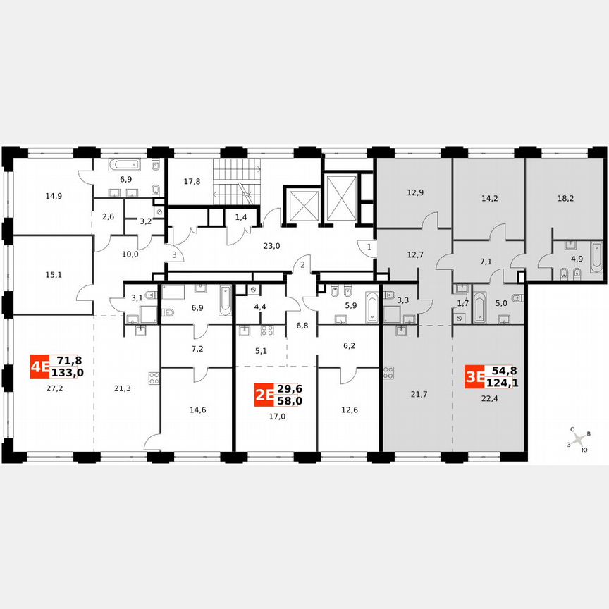 3-к. квартира, 126,6 м², 4/8 эт.