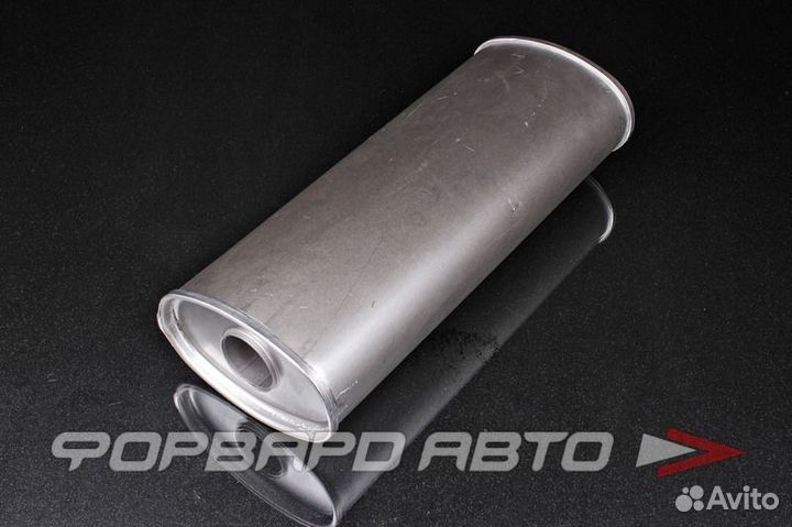 Глушитель Вход 50 мм Выход 50 мм Длина 458 мм, овальный 117*187, отверстие по центру CBD430.002 CBD