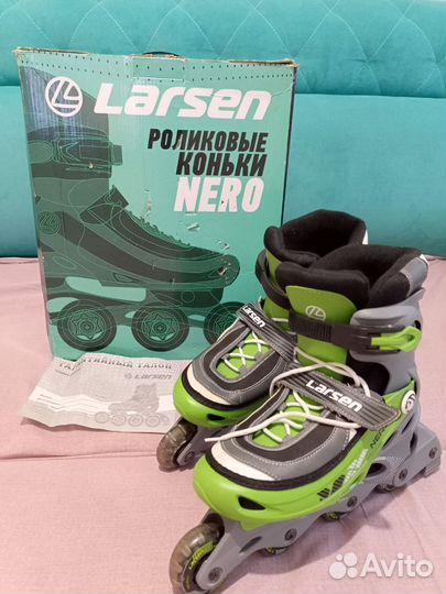 Роликовые коньки Larsen Nero Green раздвижные