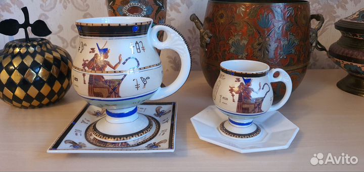 Набор чайной и кофейной пары и кувшин