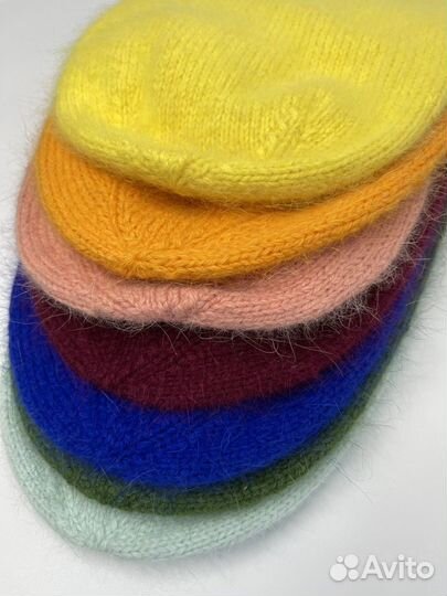 Шапка бини ручной работы пух норки