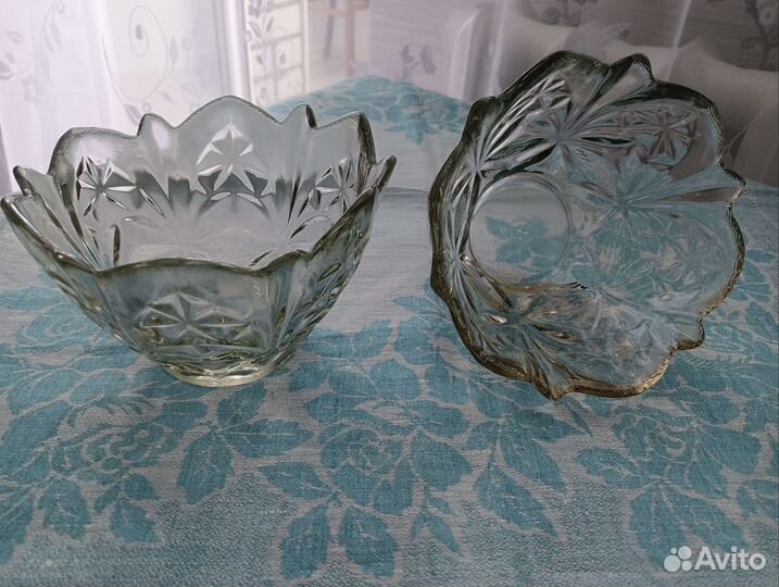 2 шт Салатник/ Фруктовница/ Конфетница стекло СССР