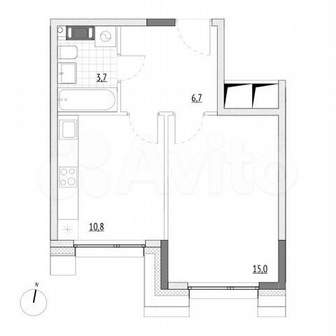 1-к. апартаменты, 36,2 м², 4/7 эт.