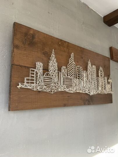 Картина стрингарт string art город