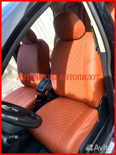 Чехлы Автопилот Nissan Tiida из экокожи коричневые