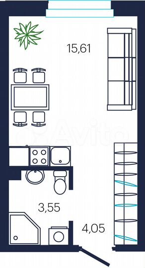 Квартира-студия, 23,2 м², 17/19 эт.