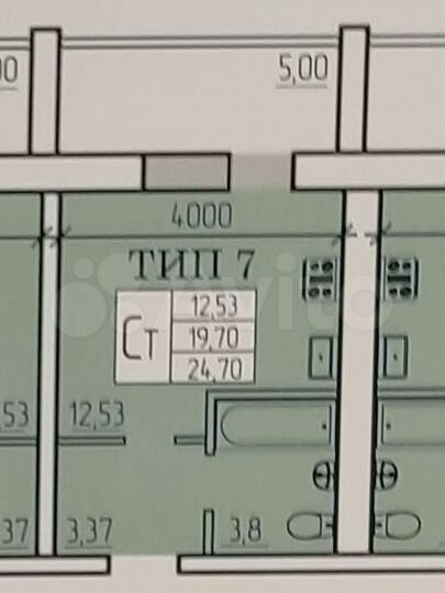 Квартира-студия, 24,7 м², 4/12 эт.