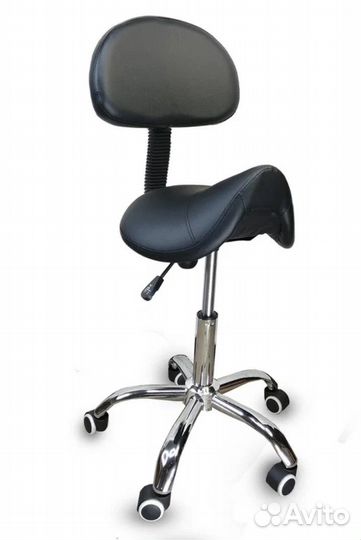 Ортопедический стул-седло со спинкой (чёрный)