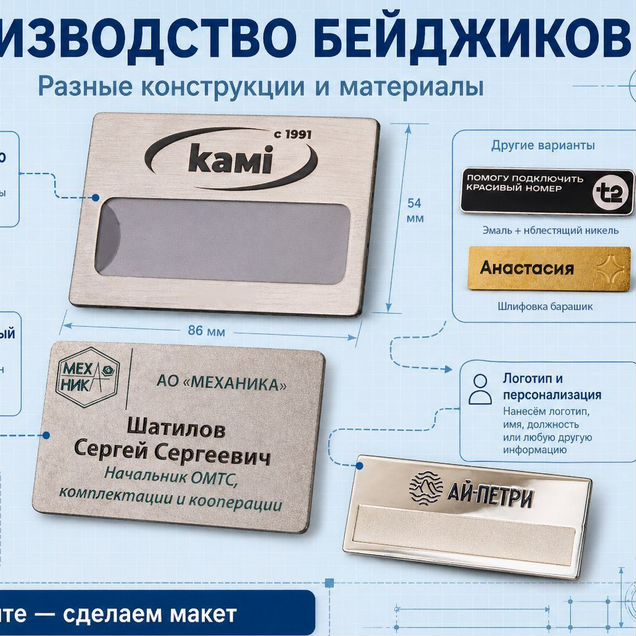 Металлические бейджики на заказ в Москве