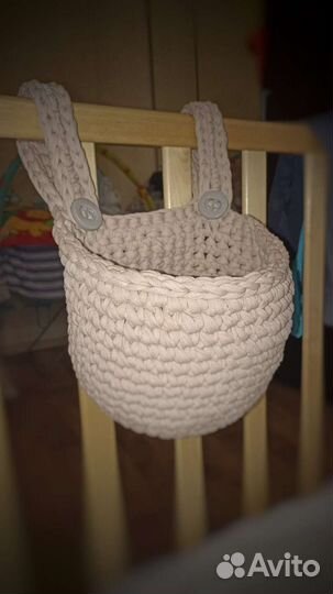 Вязаные корзинки ручной работы для хранения вещей