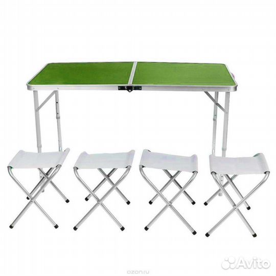 Стол раскладной + 4 стула салатовый 120х60х70 см