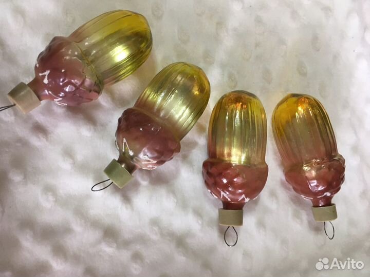 Елочные игрушки СССР желудь льдинка 8см