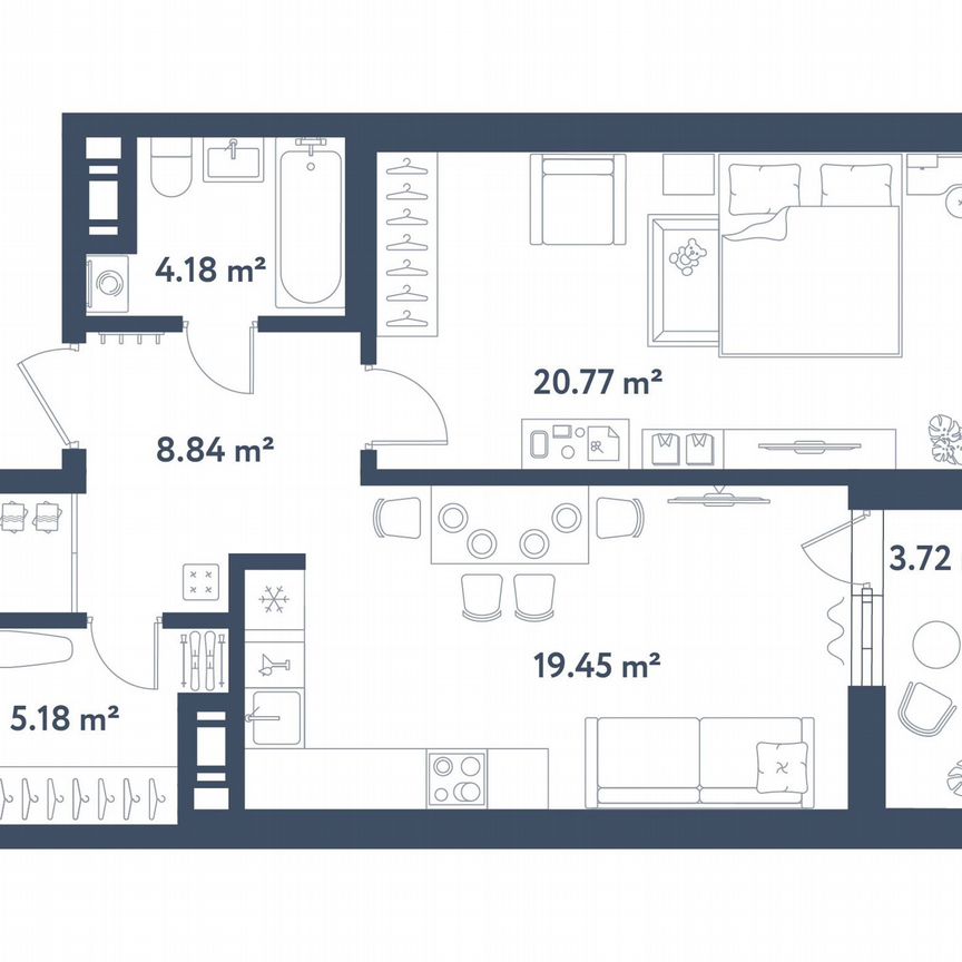 1-к. квартира, 60,3 м², 2/11 эт.