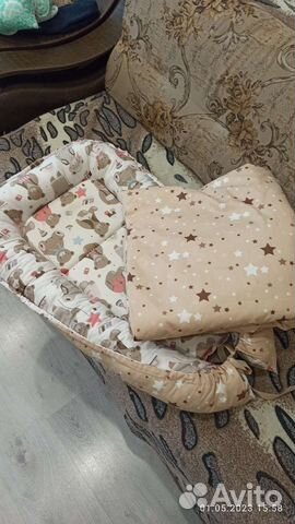 Кокон гнездышко для новорожденных с одеялом