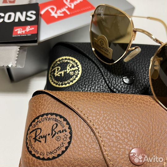 Солнцезащитные очки ray ban золотые