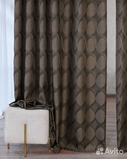 Шторы жаккард Альба Кофейный готовые