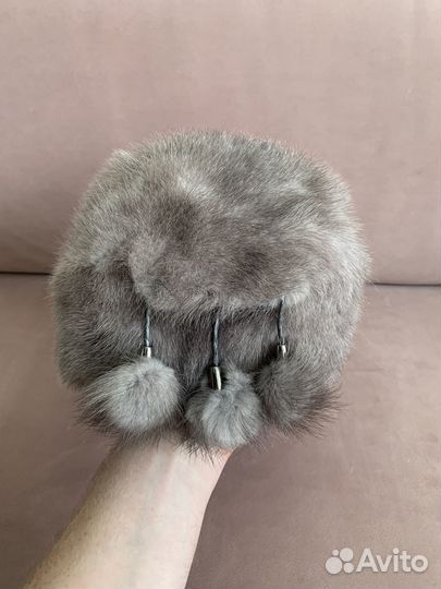 Шапка из норки (цвета асфальта)