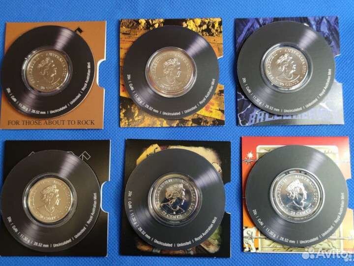 6 монет AC/DC по 20 центов 2020-2021