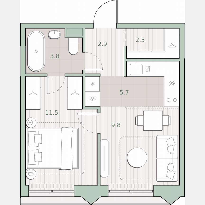 1-к. квартира, 36,2 м², 5/13 эт.