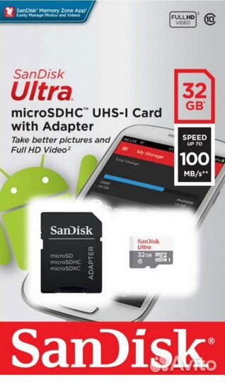Карта памяти MicroSD SanDisk 32 GB 10 Class