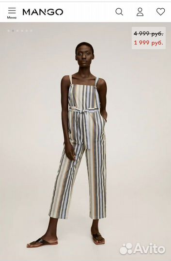 Новый комбинезон из хлопка и льна, Mango, M