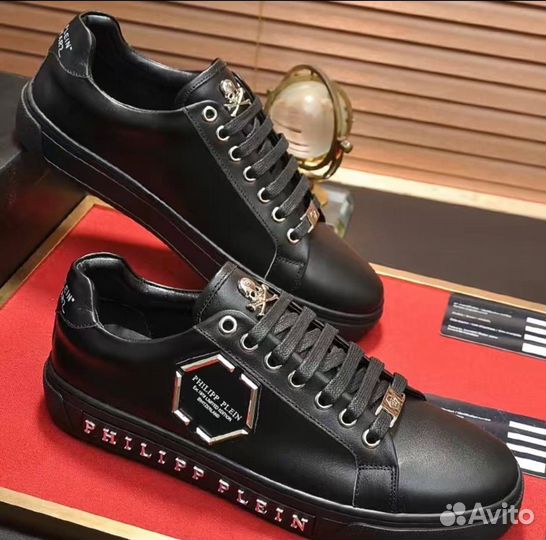 Кожаные кеды Philipp Plein premium.Кроссовки