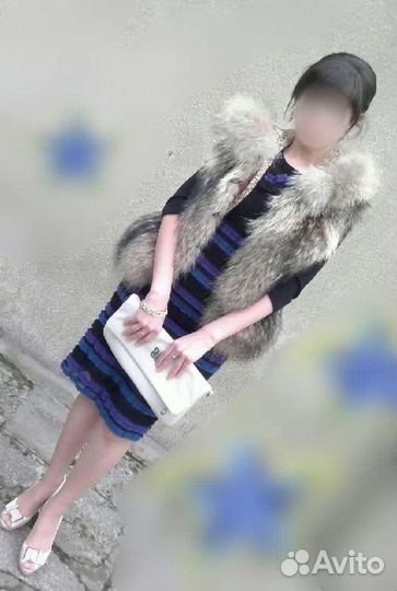 Меховая жилетка, енот, 42-44 размер