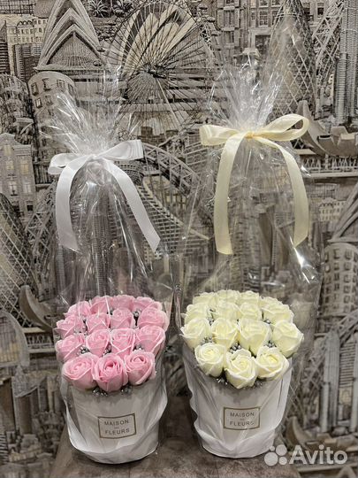 Мыльные розы в коробке