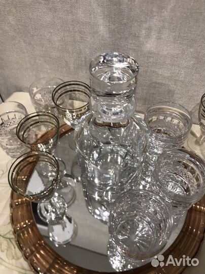 Стаканы хрусталь Чехия, декантер Франция