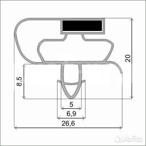 Уплотнительная резинка Атлант паз 104.4*55.6
