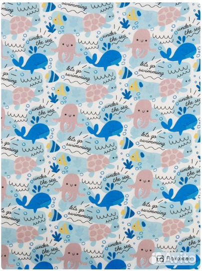 Фланель, Киты, 150 см*170 гр, рулон 50 м