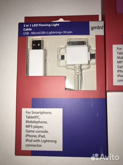 Кабель gmini GM-MEL400flwbl, светящийся 3 В 1, 1М