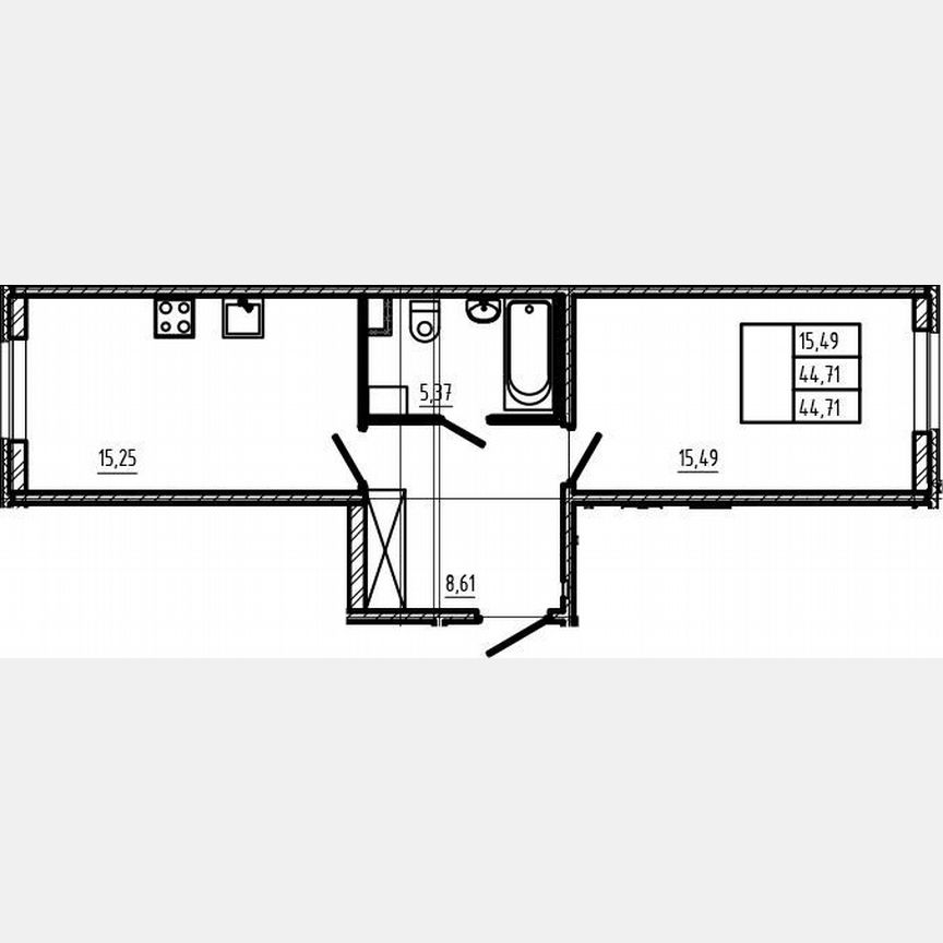 2-к. квартира, 44,7 м², 1/4 эт.