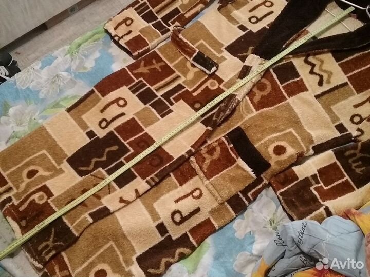 Мужской махровый халат с капюшоном 60размер