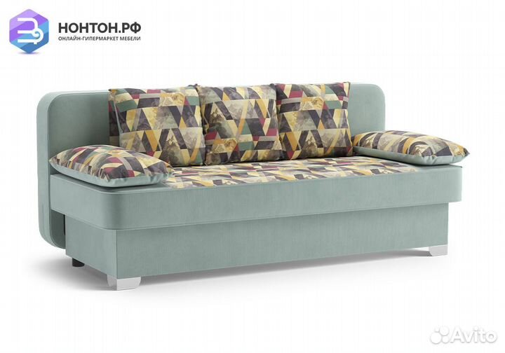 Диван еврокнижка Арвен бирюзовый / принт Snow Aqva