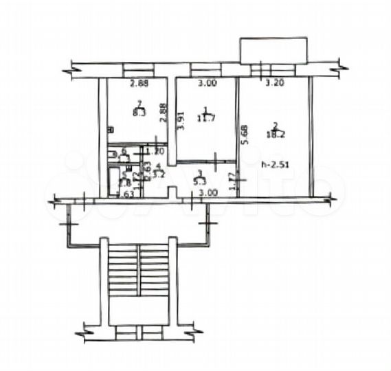 2-к. квартира, 51 м², 4/5 эт.