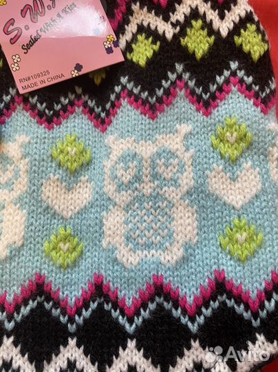 Шапка шлем для девочки новая с перчатками