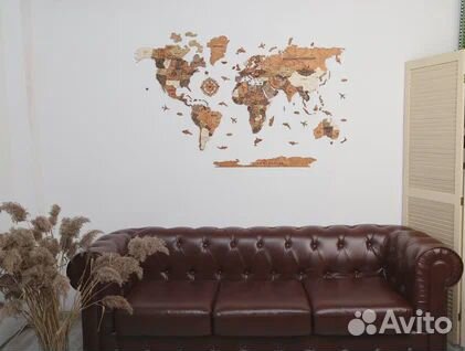 Карта мира из дерева