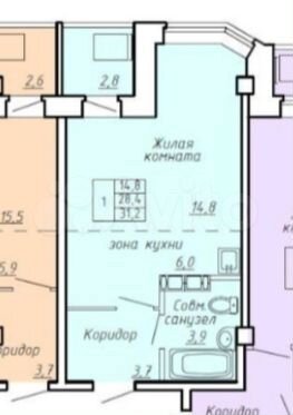 Квартира-студия, 28,4 м², 2/9 эт.