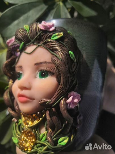 Кружка с декором из полимерной глины