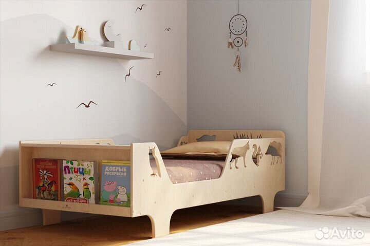 Кроватка детская лесная тематика без покрытия