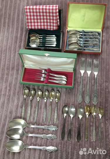 Столовые приборы мельхиор, серебро, времен СССР